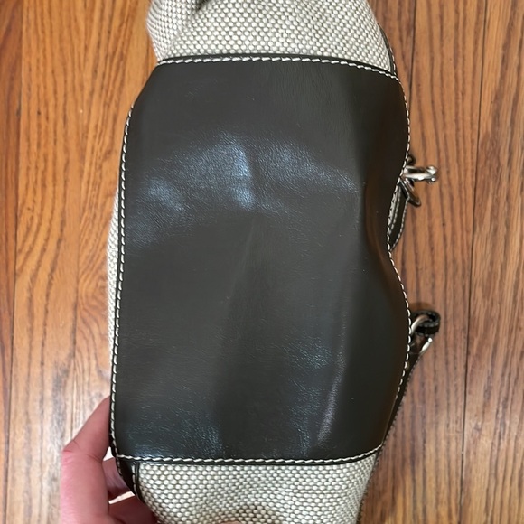 Francesco Biasia Beige Canvas Brown Leather Trim Shoulder Bag Tote Bag - Picture 6 of 14